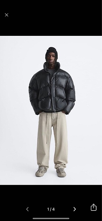 Zara Suni Deri Crop Erkek Mont - Görsel 2