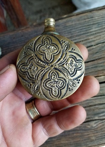 Çiçek Desenli gümüş ve pirinç sürmedanlık - Görsel 5