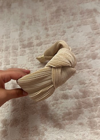 Bej Pilili Keten Bohem Saç Tacı