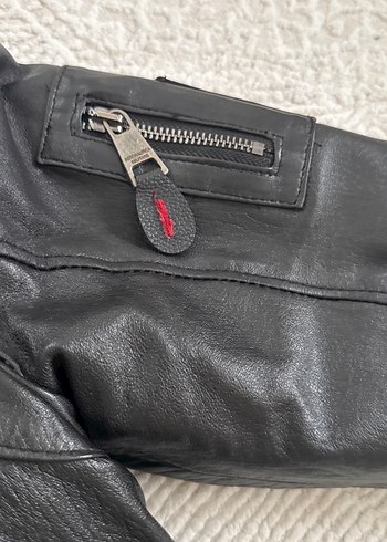 Siyah Kürklü Biker Deri Ceket - Görsel 6