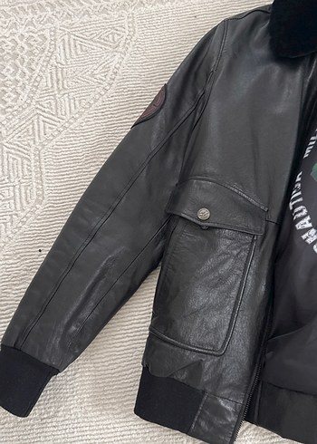 Siyah Kürklü Biker Deri Ceket - Görsel 3