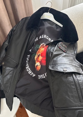 Siyah Kürklü Biker Deri Ceket - Görsel 11