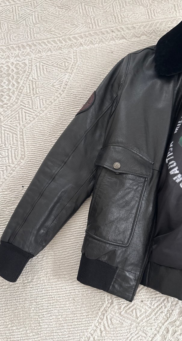 Siyah Kürklü Biker Deri Ceket - Görsel 3