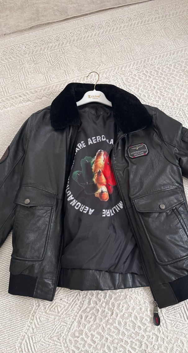 Siyah Kürklü Biker Deri Ceket - Görsel 2