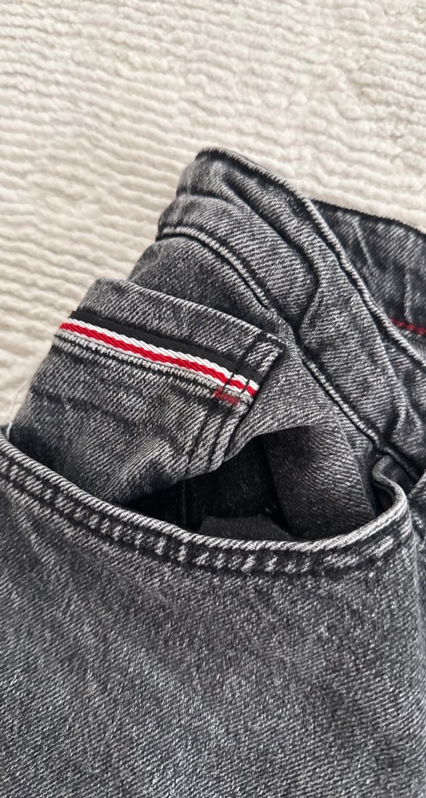 Erkek Gri Bol Kesim Kot Pantolon - Görsel 5