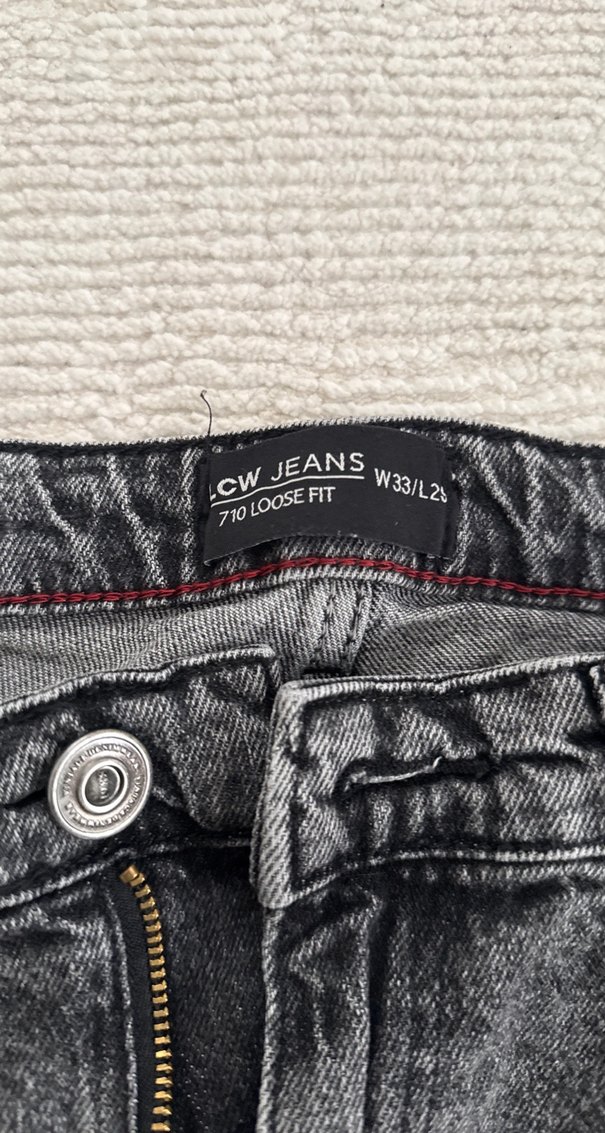 Erkek Gri Bol Kesim Kot Pantolon - Görsel 4