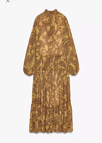 Bohem Renkli Uzun Kollu Fırfırlı Elbise - Görsel 6