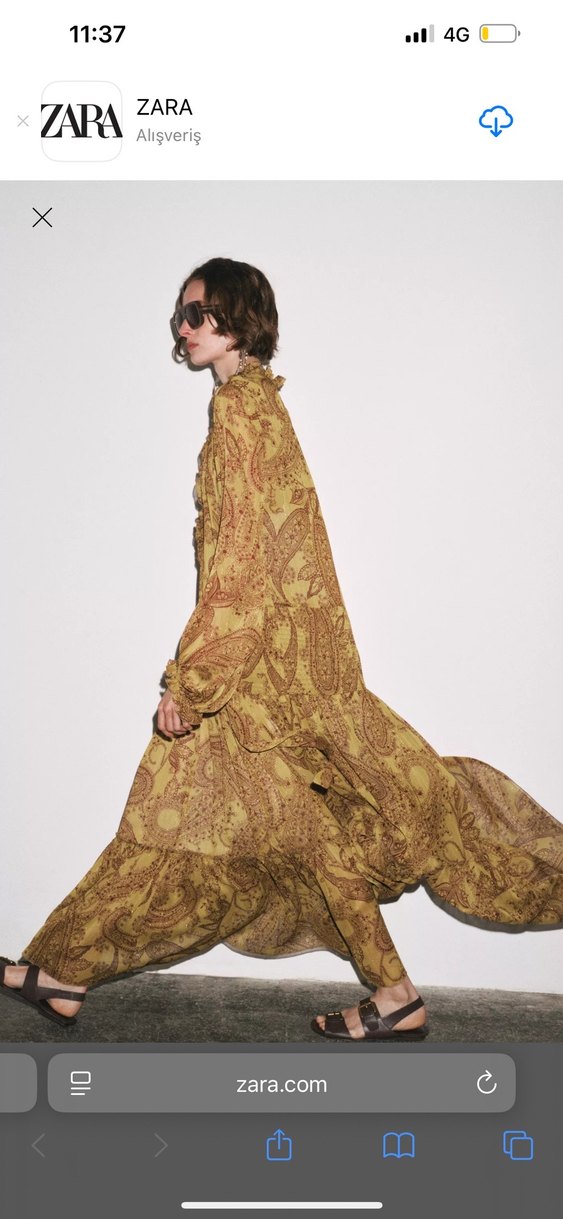 Bohem Tarz Uzun Kahverengi Desenli Elbise - Görsel 3