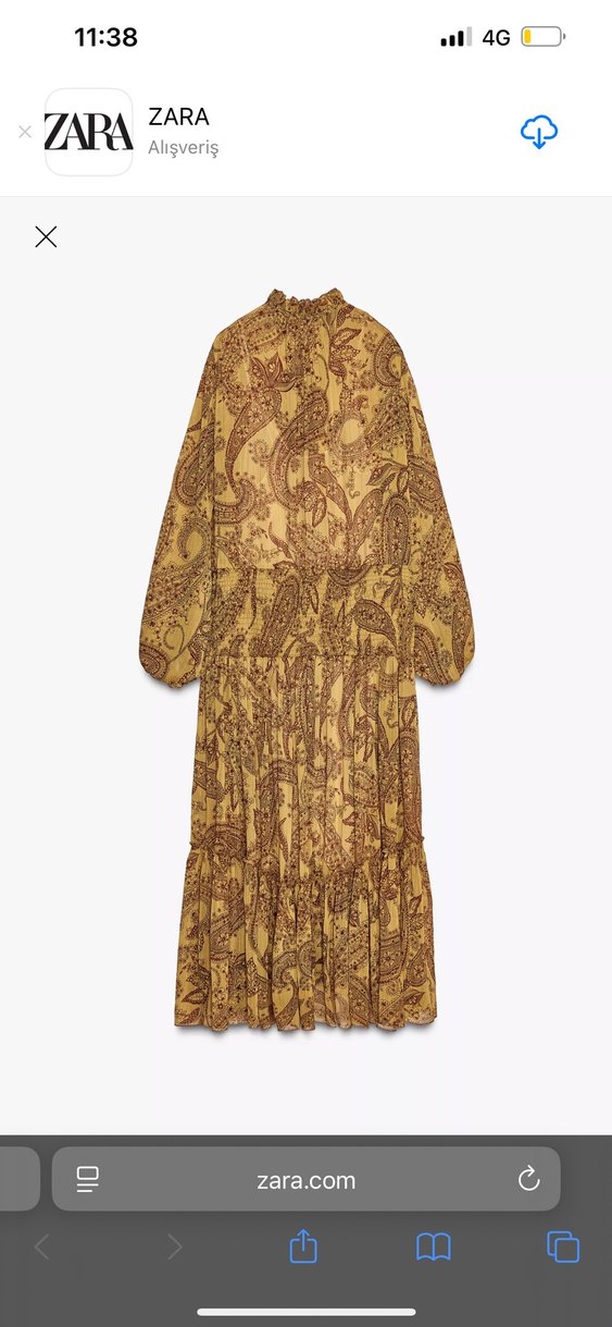 Bohem Tarz Uzun Kahverengi Desenli Elbise - Görsel 2