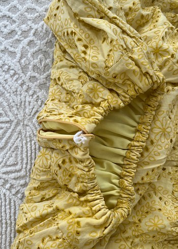 Sarı Nakışlı Dantel Detaylı Uzun Hamile Eteği - Görsel 5