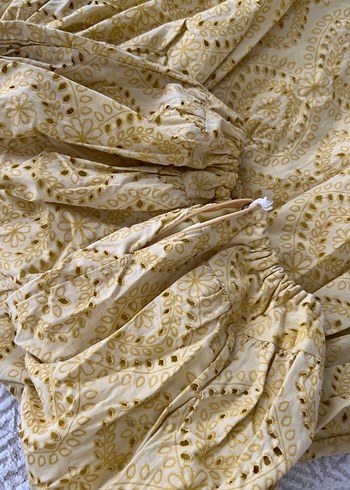 Sarı Nakışlı Dantel Detaylı Uzun Hamile Eteği - Görsel 6