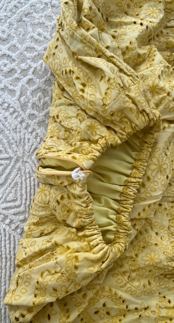 Sarı Nakışlı Dantel Detaylı Uzun Hamile Eteği - Görsel 5