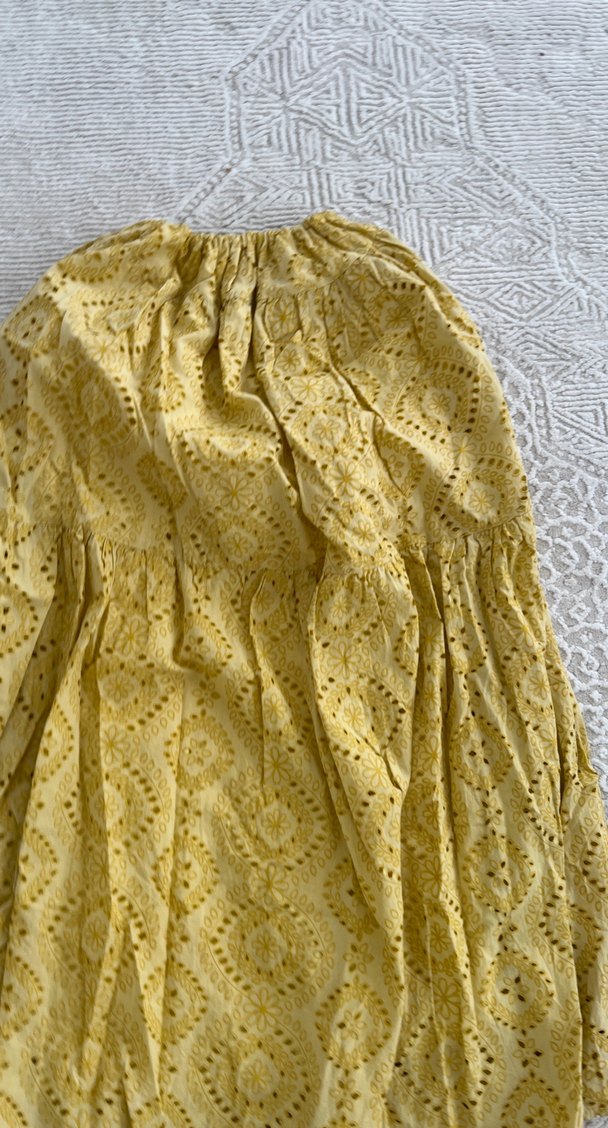 Sarı Nakışlı Dantel Detaylı Uzun Hamile Eteği - Görsel 3