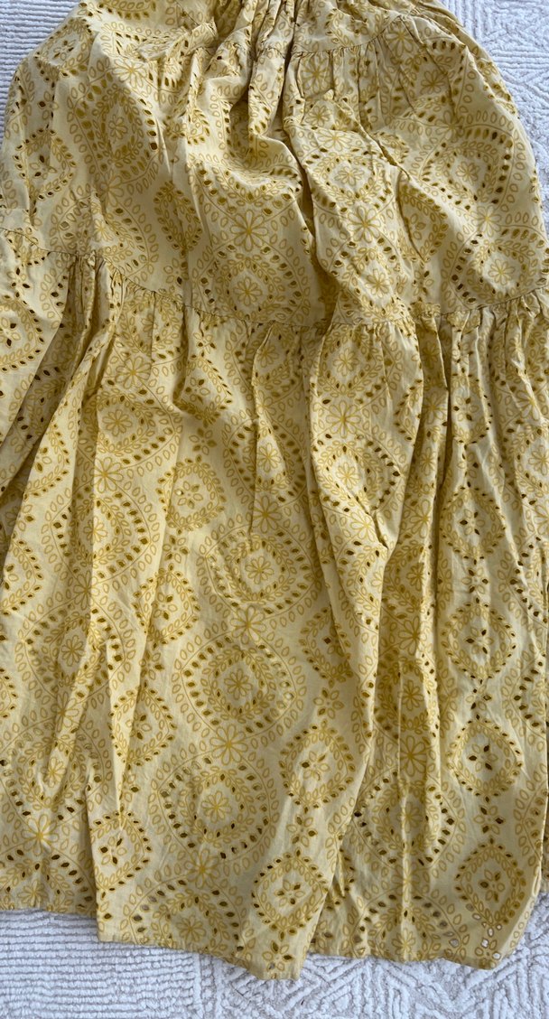 Sarı Nakışlı Dantel Detaylı Uzun Hamile Eteği - Görsel 2