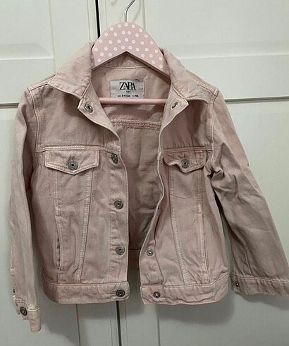 Kız çocuk pembe kot ceket
