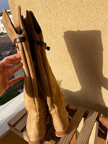 39 Beden camel Renk Camel süet kemerli çizme