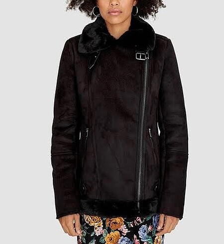 Stradivarius suni biker kürk ceket