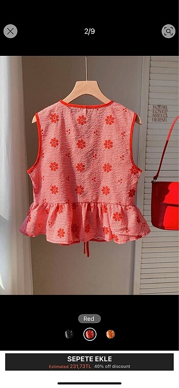 Topshop Kırmızı Çiçekli Bluz