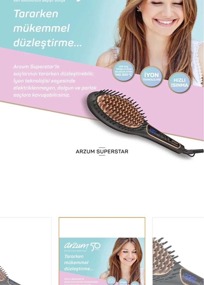 Arzum saç düzleştirici tarakli - Görsel 2