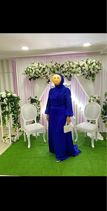 44 Beden Saks mavisi zarif abiye