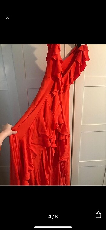 s Beden kırmızı Renk Züleyha kuru model volanlı elbise