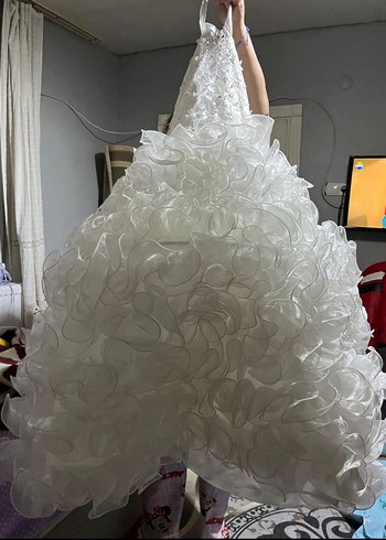 İnce Askılı Straplez Prenses Çocuk Gelinlik