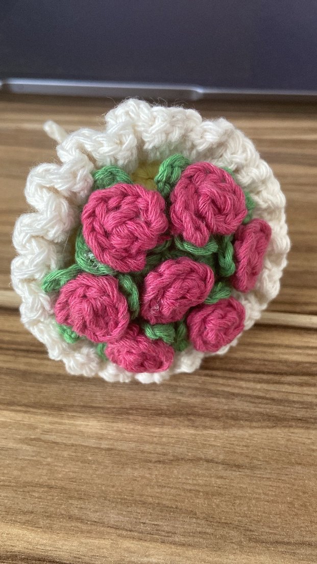 Renkli Örgü Çiçekli  -Anahtarlık-Çanta Charmı - Görsel 3