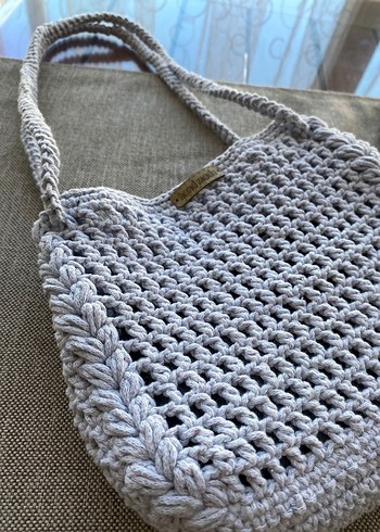 Örgü Bohem Kadın Çanta Beyaz - Görsel 4