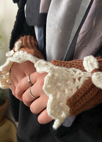 Bej Örgü  Kadın Eldivenleri - Görsel 3