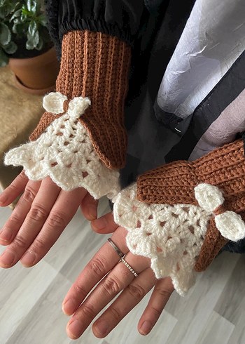 Bej Örgü  Kadın Eldivenleri - Görsel 4