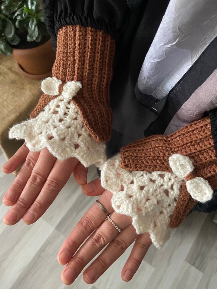 Bej Örgü  Kadın Eldivenleri - Görsel 4