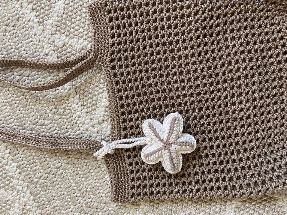 Dantel Detaylı Bej Örgü Kadın Çanta - Görsel 2