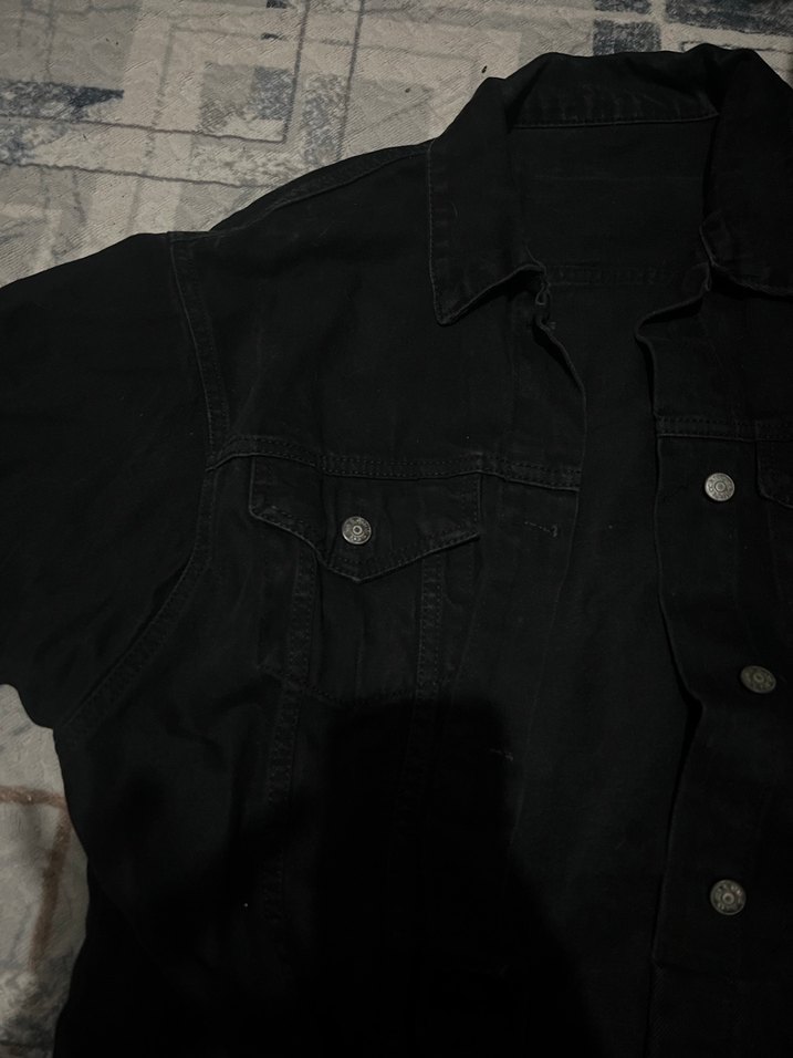 Siyah Düğmeli Kadın Denim Ceket - Görsel 2