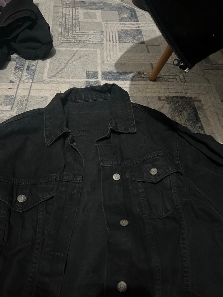 Siyah Düğmeli Kadın Denim Ceket - Görsel 3