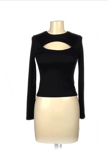 Siyah Uzun Kollu Kadın Tişört - Görsel 3