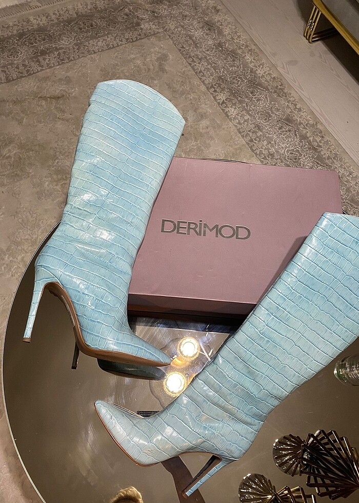 Derimod hakiki yılan deri topuklu çizme - Görsel 4