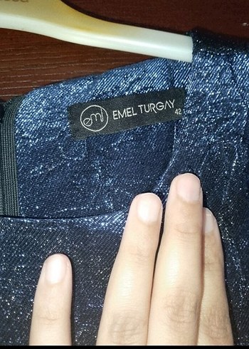 Parlak Lacivert Uzun Kollu Abiye Elbise - Görsel 3