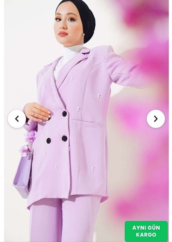 İNCİLİ LİLA BLAZER TAKIM - Görsel 2