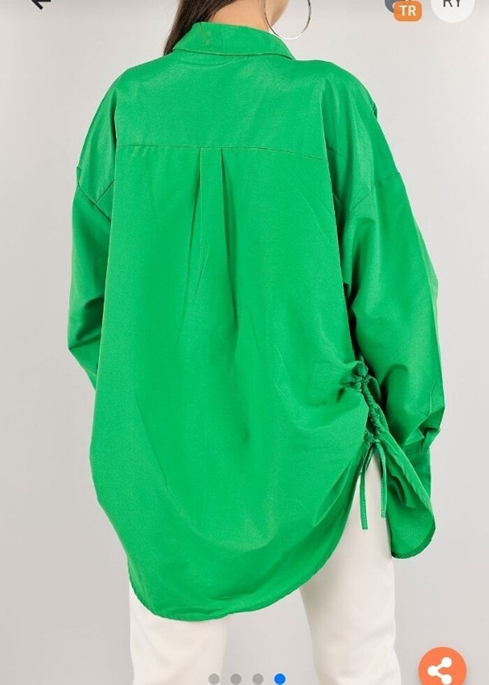 BÜZGÜLÜ BAĞLAMALI POPLİN GÖMLEK  - Görsel 3