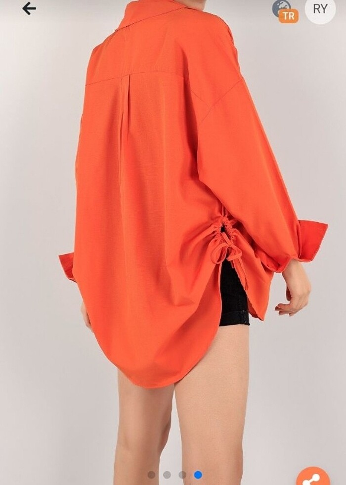 BÜZGÜLÜ BAĞLAMALI POPLİN GÖMLEK  - Görsel 3