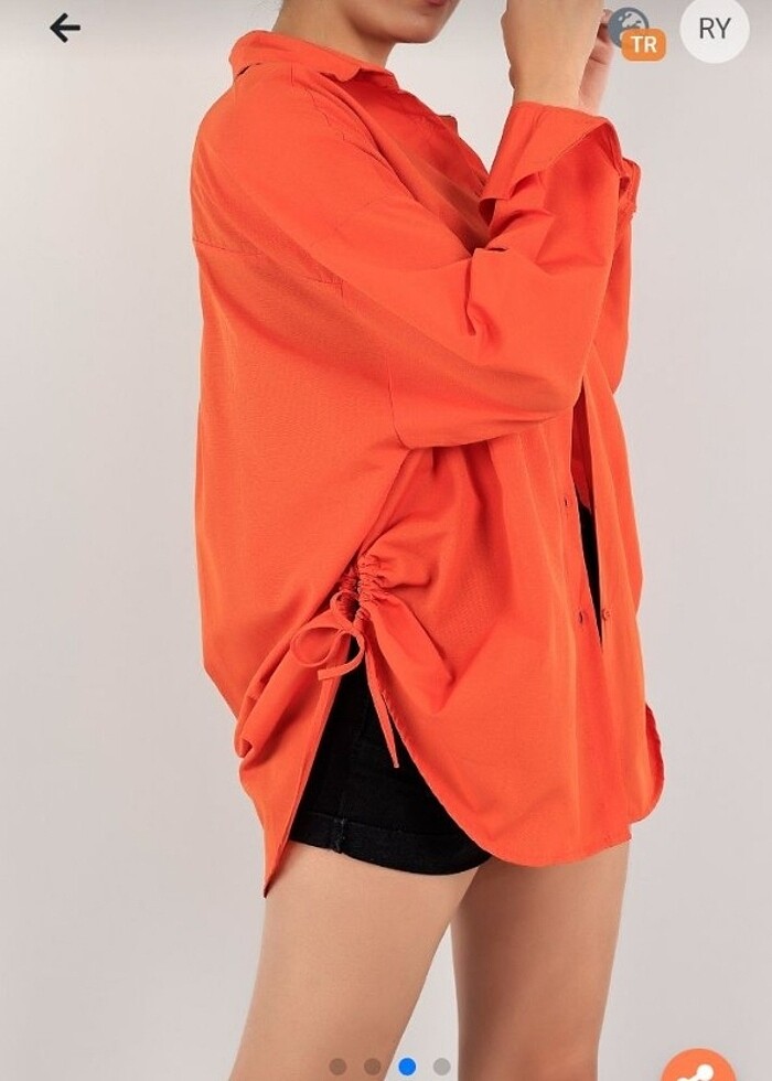 BÜZGÜLÜ BAĞLAMALI POPLİN GÖMLEK  - Görsel 4