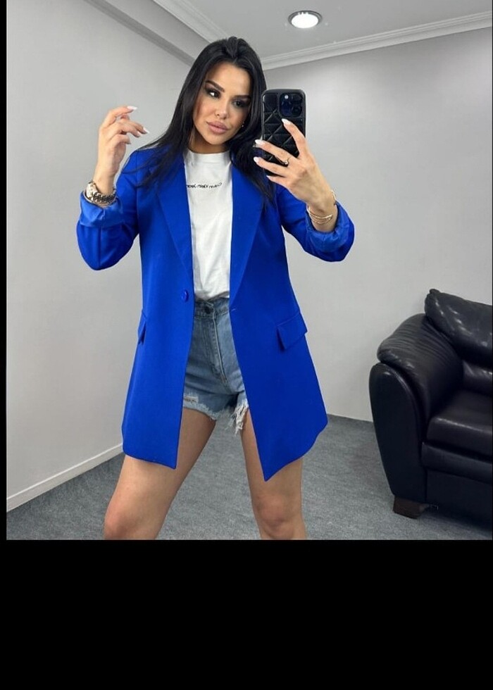 SAKS MAVİSİ BLAZER CEKET - Görsel 2