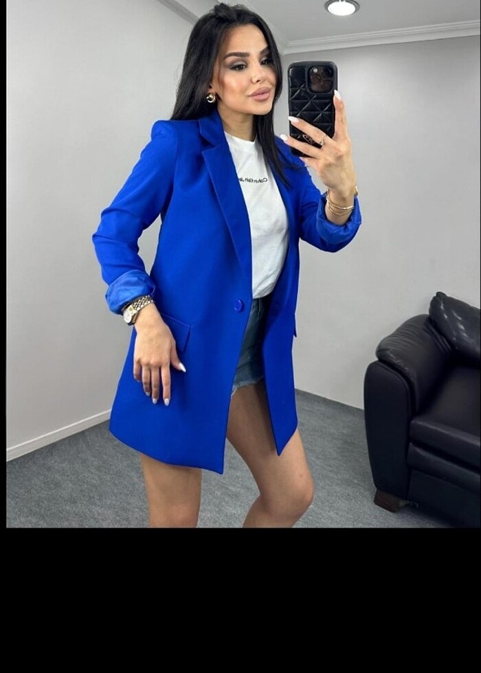 SAKS MAVİSİ BLAZER CEKET - Görsel 3