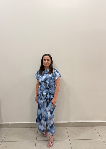 Zara Zara Batik Desenli Saten Elbise