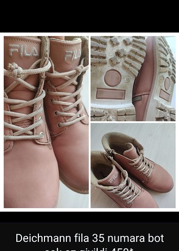 Deichmann Pembe Deri Kız Botu, Bağcıklı, 35 Numara