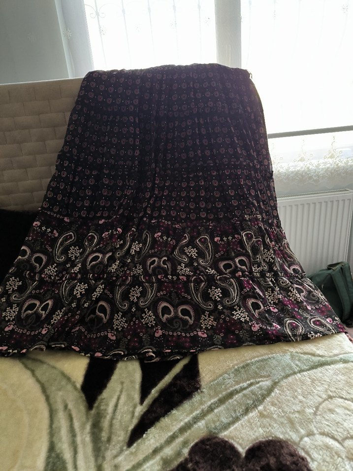 Bohem Kahverengi Piliseli Uzun Etek - Görsel 3