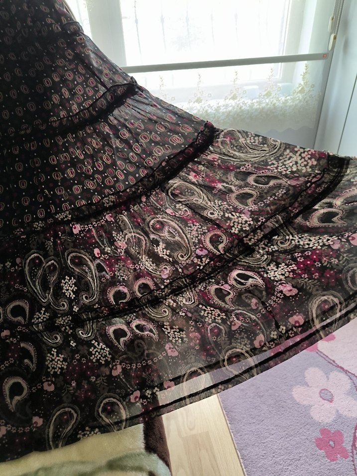 Bohem Kahverengi Piliseli Uzun Etek - Görsel 4