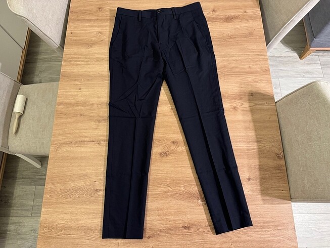 Sıfır Gibi Zara Erkek Slim Düz Lacivert Klasik Kumaş Pantolon