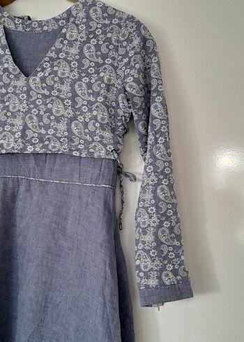 Gri Uzun  Keten elbise - Görsel 8