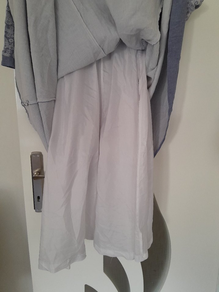 Gri Uzun  Keten elbise - Görsel 4